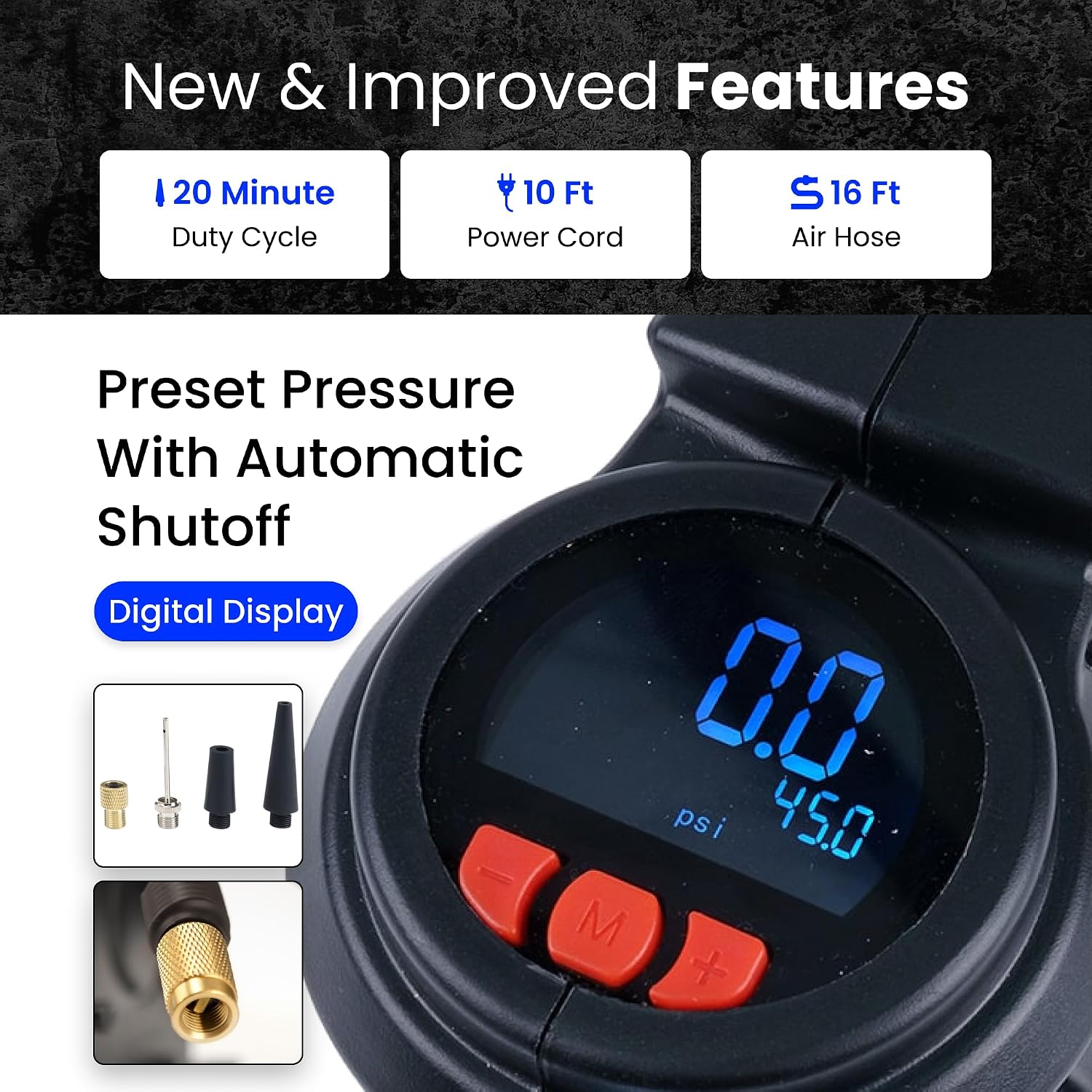 VIAIR Digital EVC88P7 - Portable Air Compressor Tire Inflator for Car, Truck, SUV & RV | Preset Automatic Shut Off Feature | 7-Way Trailer Connector Plug