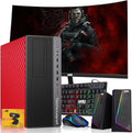 HP Z1 Gaming Desktop, Christmas Edition – Intel Core i7 9th Gen | 16GB DDR4 Ram | 512GB SSD | GTX 1660s | 24-inch Curved Monitors | Win 11 Pro Computer Tower for PC Gamers, Carbon Red (Renewed)