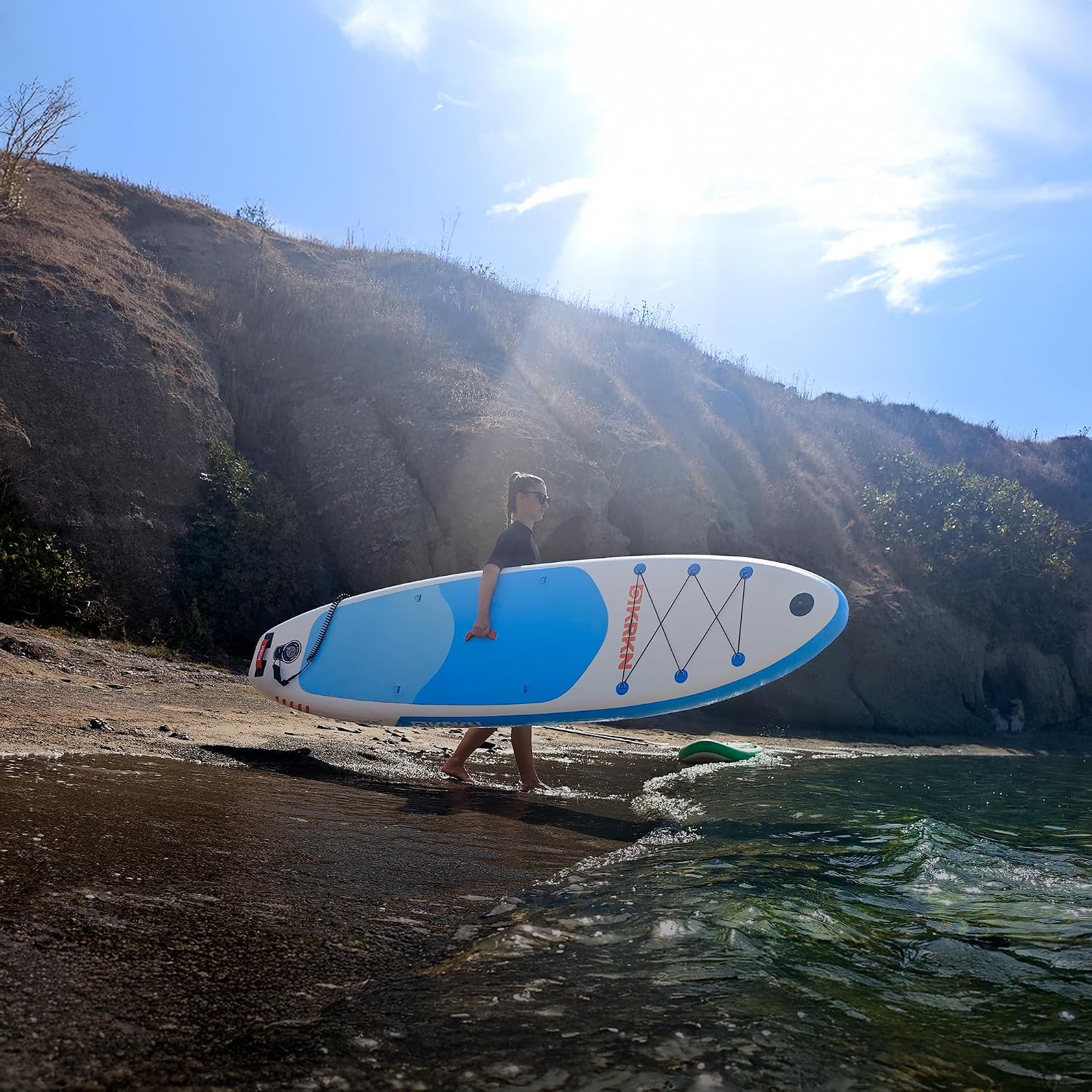 KRKN Discover 10'6' Stand Up Paddle Board, Inflatable SUP with Premium Accessories, Non-Slip Deck, Adjustable Paddle, Camera Seat & Backpack for All Skill Levels