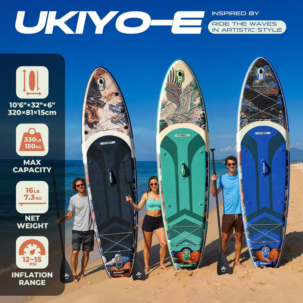Inflatable Stand Up Paddle Board 10'6' All-Around SUP Kit - Lightweight (16 lbs), Stable & Durable, Camera Mount & Complete Accessories - SUP Board for Beginners & All Skill Levels