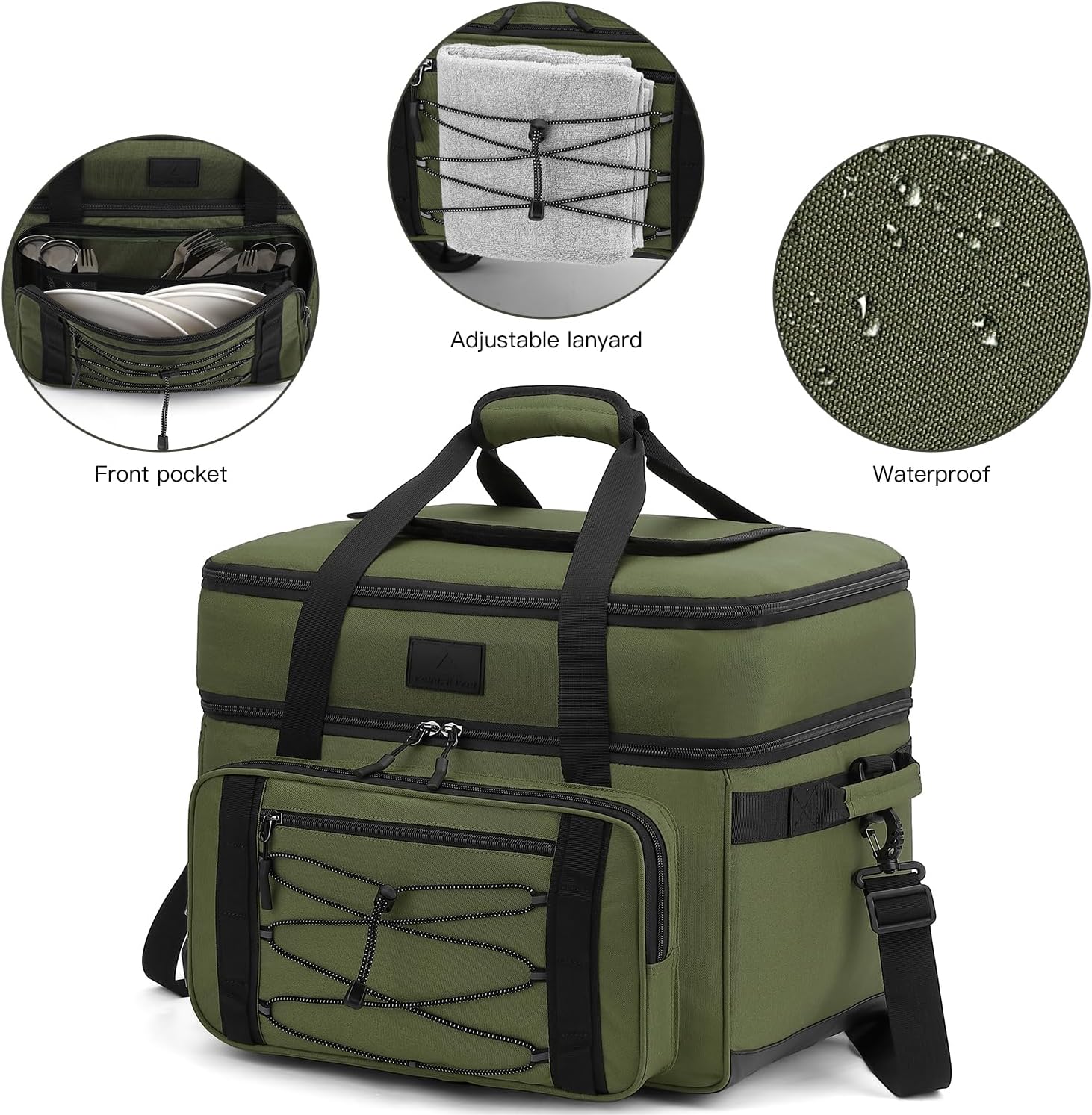 Extra Large Wheeled Portable Cooler Bag 85 Cans Double Deck Heavy Duty Rolling Insulated Cooler with All-Terrain Wheels Leakproof Tactical Soft Sided Cooler for Beach Camping Picnic Travel