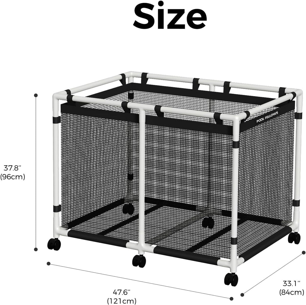 Pool Storage Bin, 214 Gallons, Holder for Noodles, Toys, Floats, Towels, Large Mesh Organizer for Swimming Equipments, Max Style