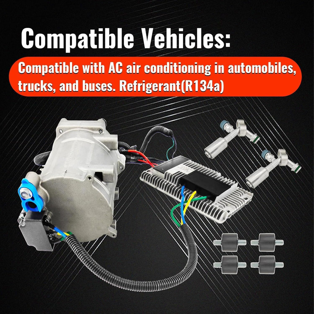 12V Auto Compressor Universal AC Electric Compressor 20cc/r Air Conditioner Compressor AC.100.3851 for R134a Compatible with RVs, Campers, Buses & Trucks