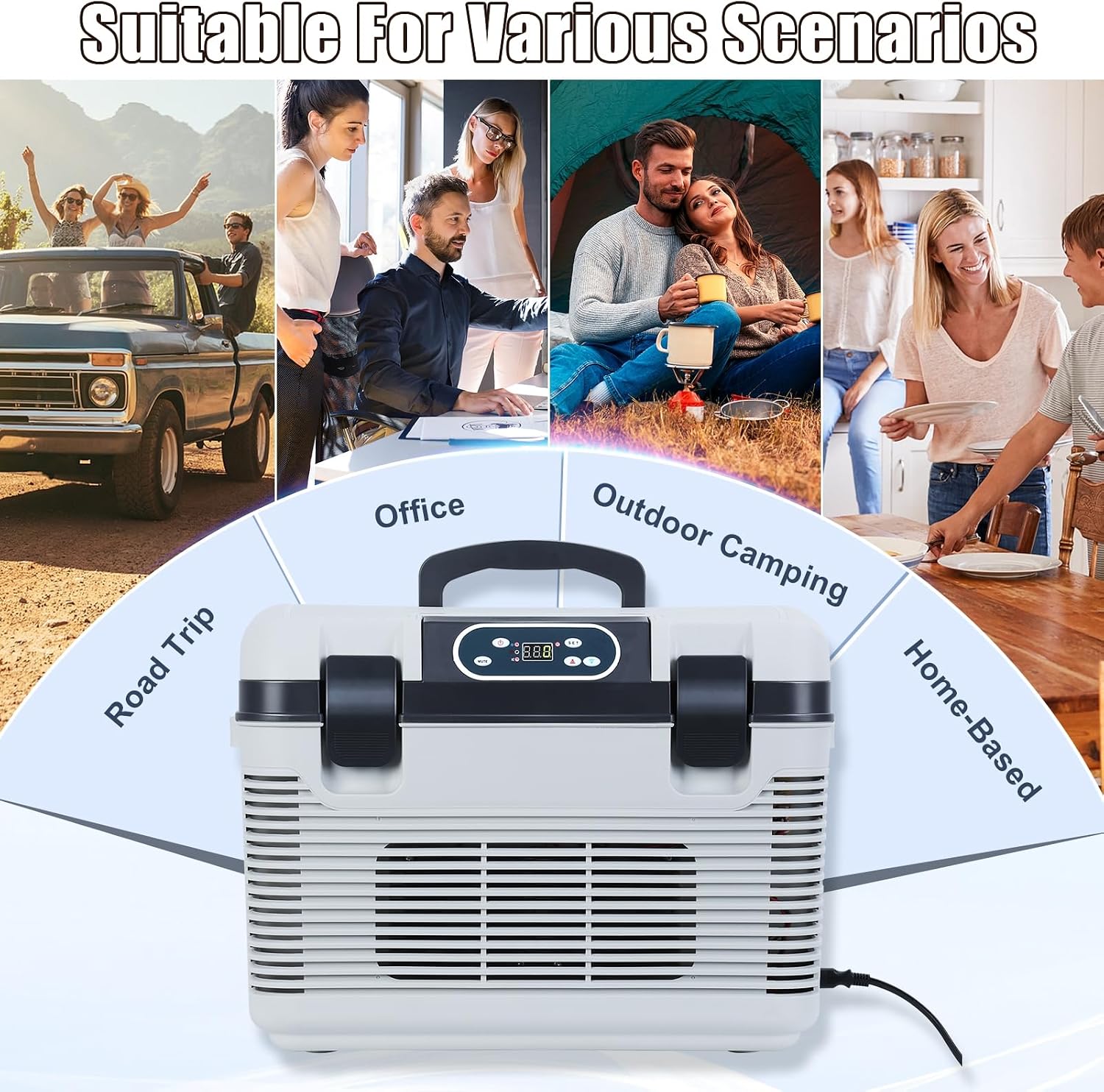 12/24V Car Refrigerator, Portable Freezer Cooler with Digital Display, 19L Electric Cooler Fridge, Mini Compressor Fridge for Truck RV SUV Van Camping Travel Road Trip, Adjustable Cooling Heating Grey