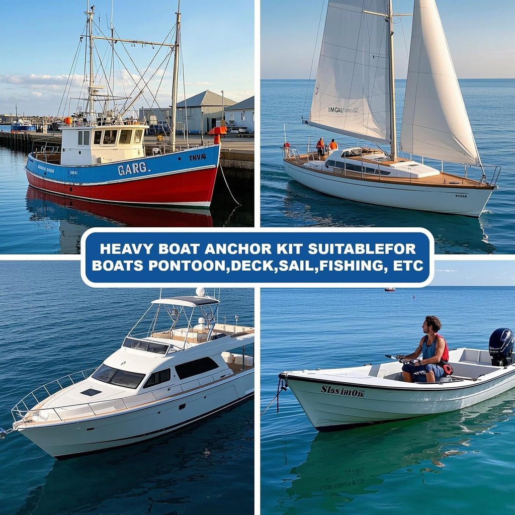 Leero Heavy Duty Boat Anchor Kit with Anchor Chain, Shackle and Anchor Rope, 5/8/10/13/18 lb Danforth Anchor,Boat Anchor for Pontoons, Dinghies, Fishing Boats, Bass Boats, Sport Boats, Sport Yachts