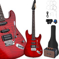 Leo Jaymz 39' Full Size ST Style Electric Guitar Starter Kit with SSH Pickup, 5W Portable Amp, Tuner, Gig Bag, Strap & Accessories (Red Ocean 5W)