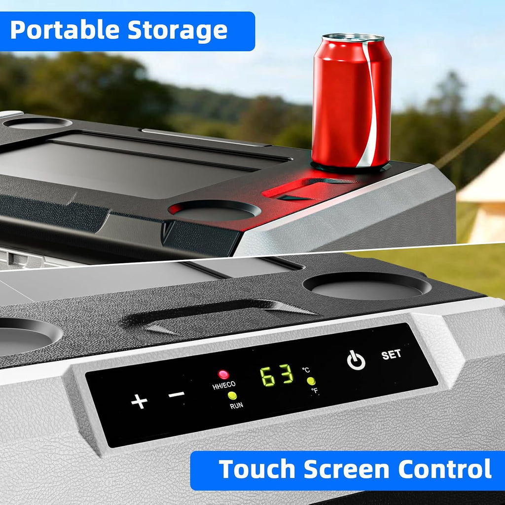 Antarctic Star 12 Volt Refrigerator 53QT(50L) Compressor Electric Cooler, Car Fridge -4℉~68℉, Portable Freezer 12V/24V DC 100-240V AC, 12V Cooler with Wheels & Handle for Travel,Camping,Truck, Black