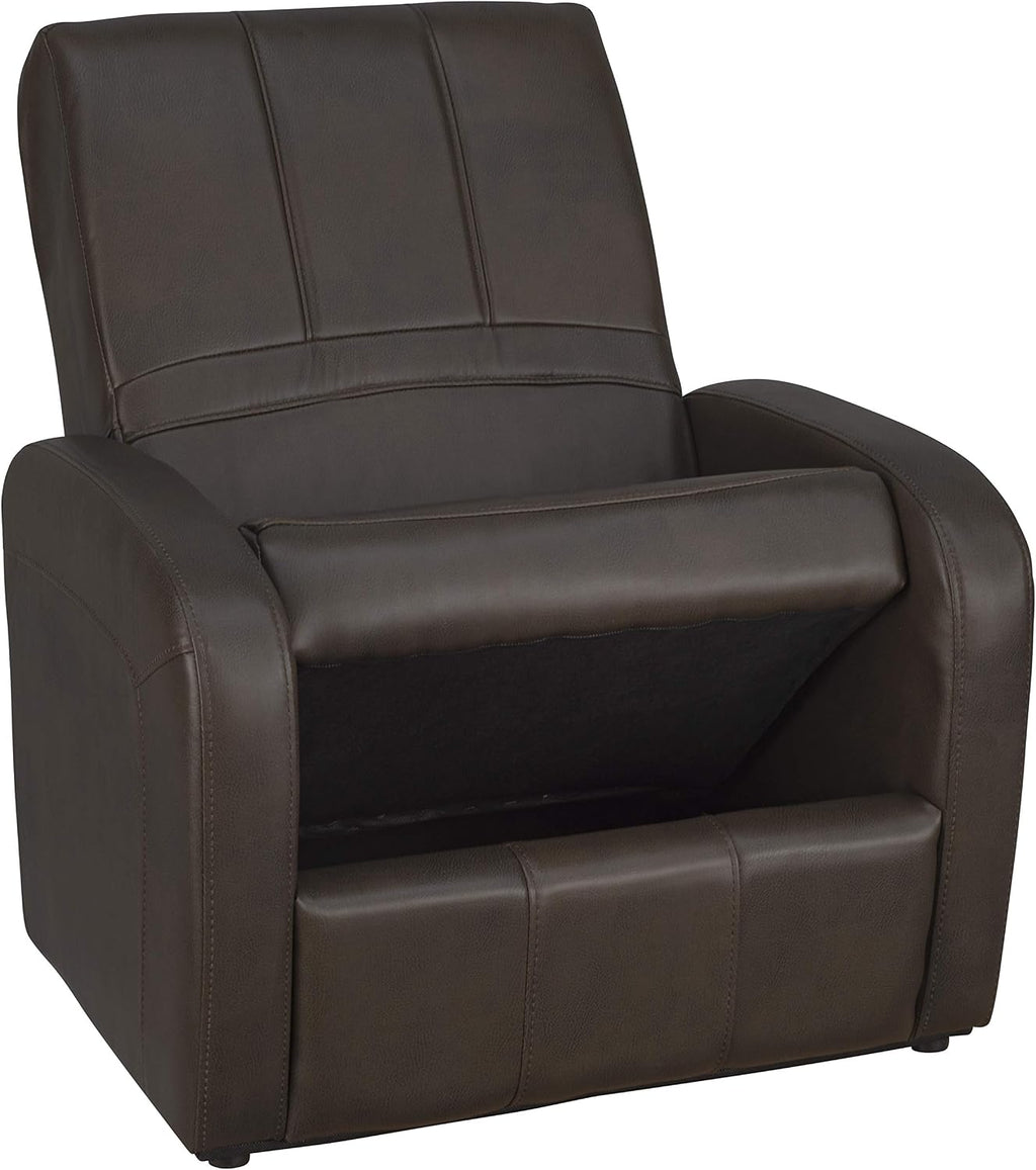RecPro Charles RV Gaming Chair Ottoman Conversion | Built-in Storage | RV Furniture | Great for Teens | Chestnut