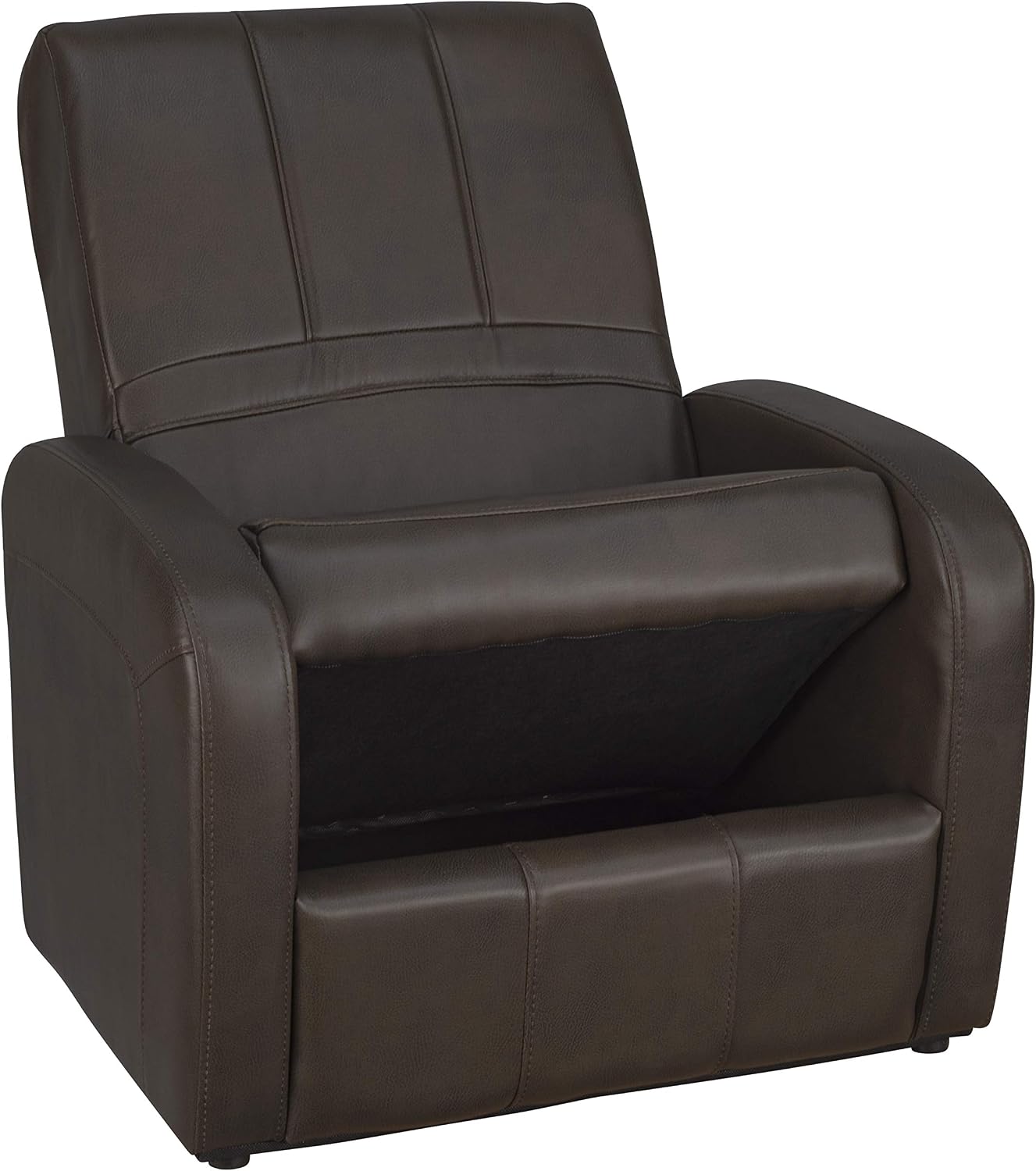 RecPro Charles RV Gaming Chair Ottoman Conversion | Built-in Storage | RV Furniture | Great for Teens | Chestnut