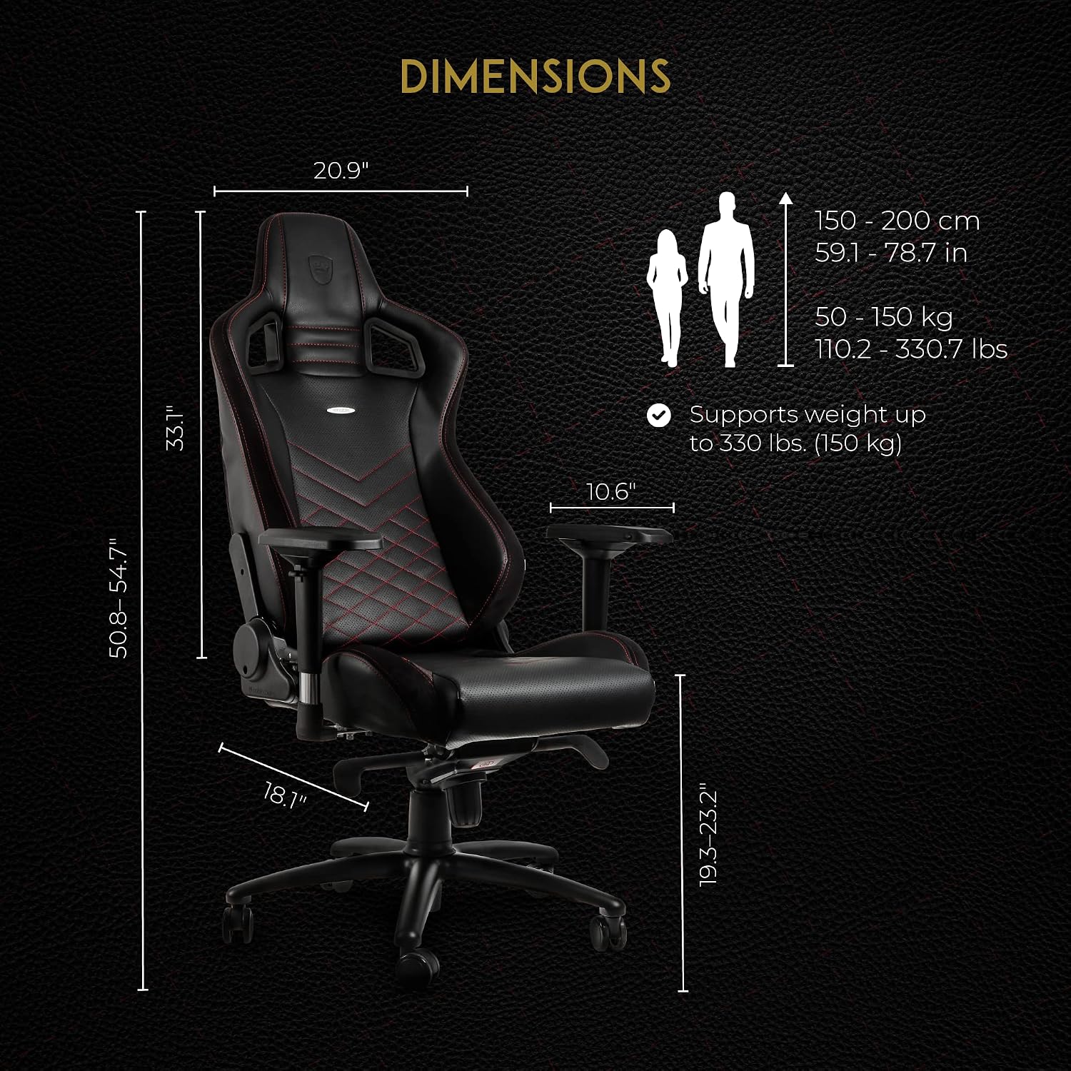 noblechairs Epic Reclining Gaming Chair and Reclining Office Chair, PU Faux Leather, Black/Red