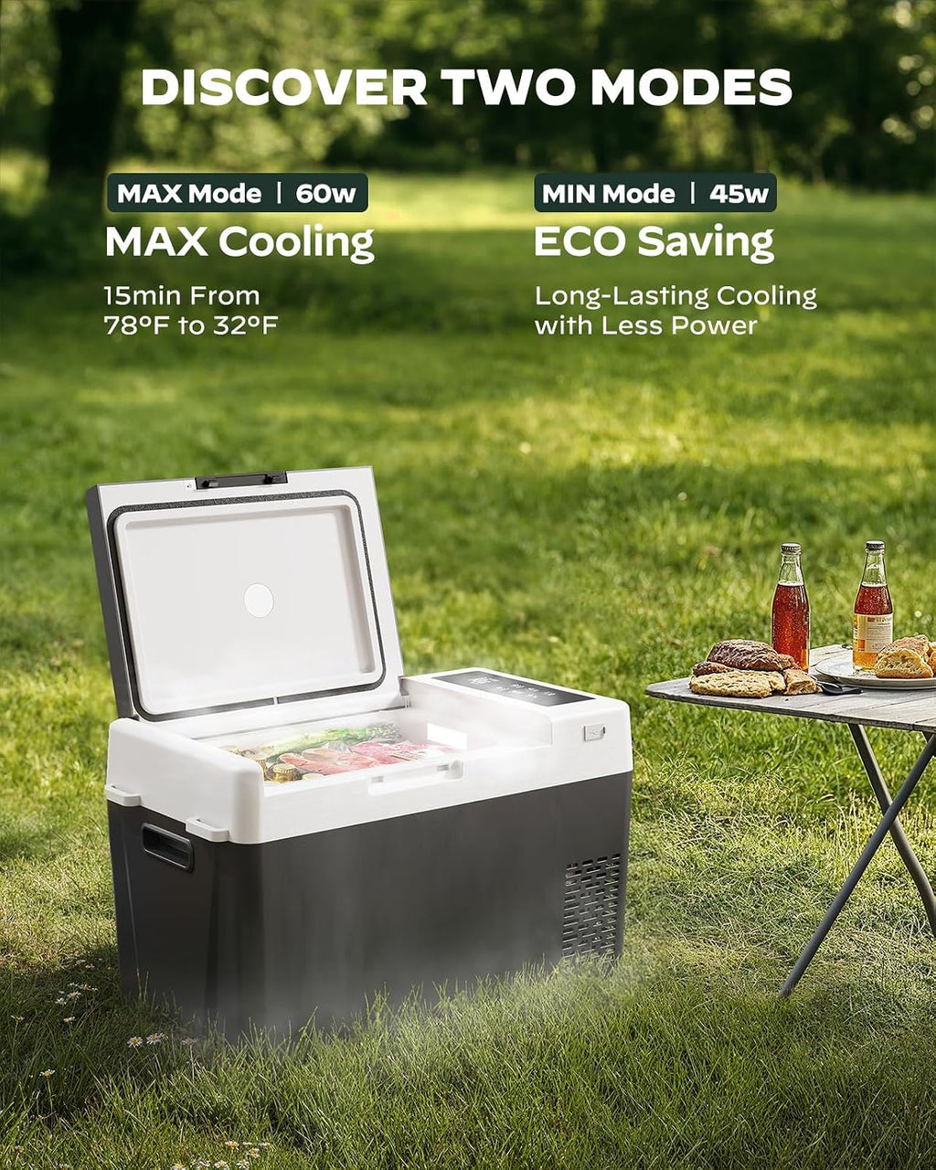 Silonn 12 Volt Refrigerator 12V Car Fridge 25QT Portable Freezer Compressor Cooler -4°F68°F Compressor Freezer, 12/24V DC 110~240 Volt AC, for Camping Travel Truck RV, Grey/Black