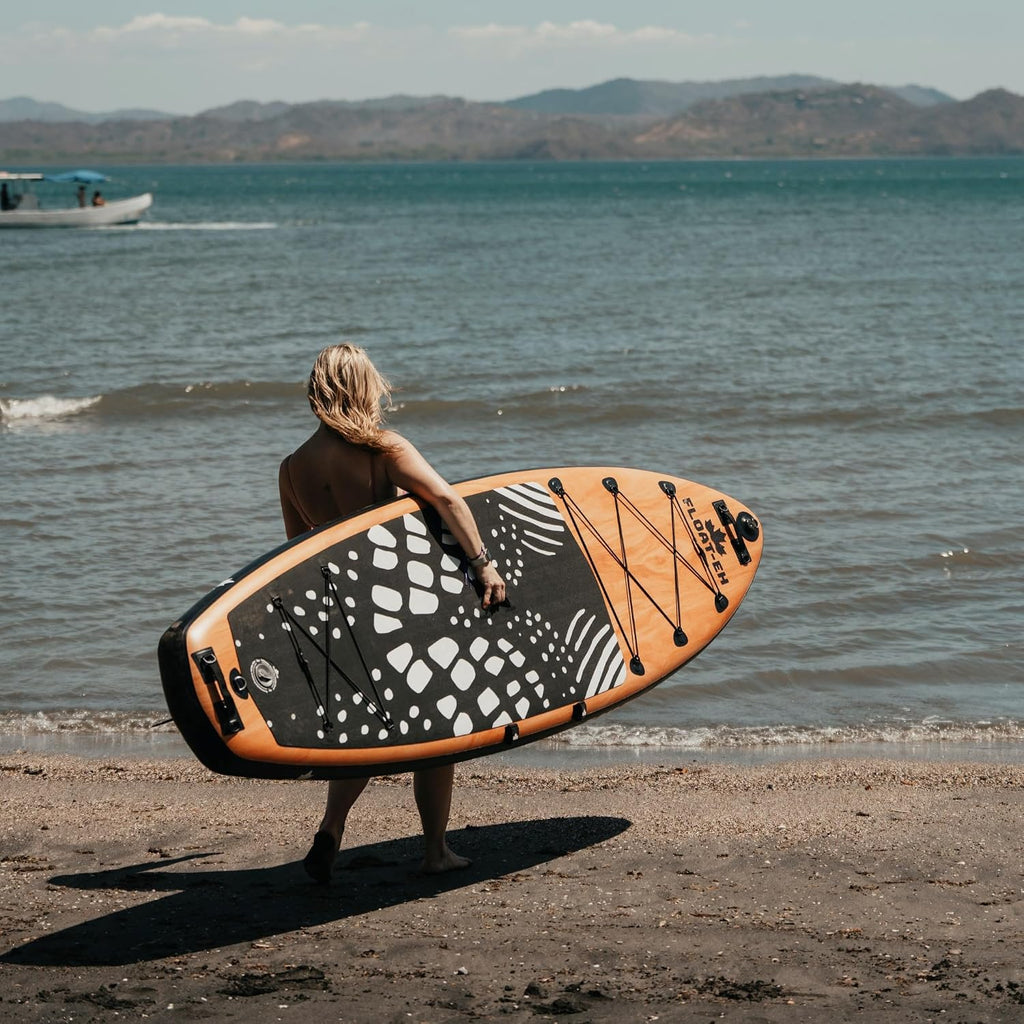 The Loon - Float-Eh Premium All-Around Inflatable 10'6'' Stand Up Paddle Board, Black