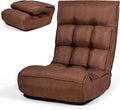 COSTWAY Folding Floor Lounge Chair, Floor Gaming Chair with 5-Position Adjustable Head & 4-Position Adjustable Backrest, Indoor Lazy Sofa Recliner for Bedroom, Living Room (Brown)