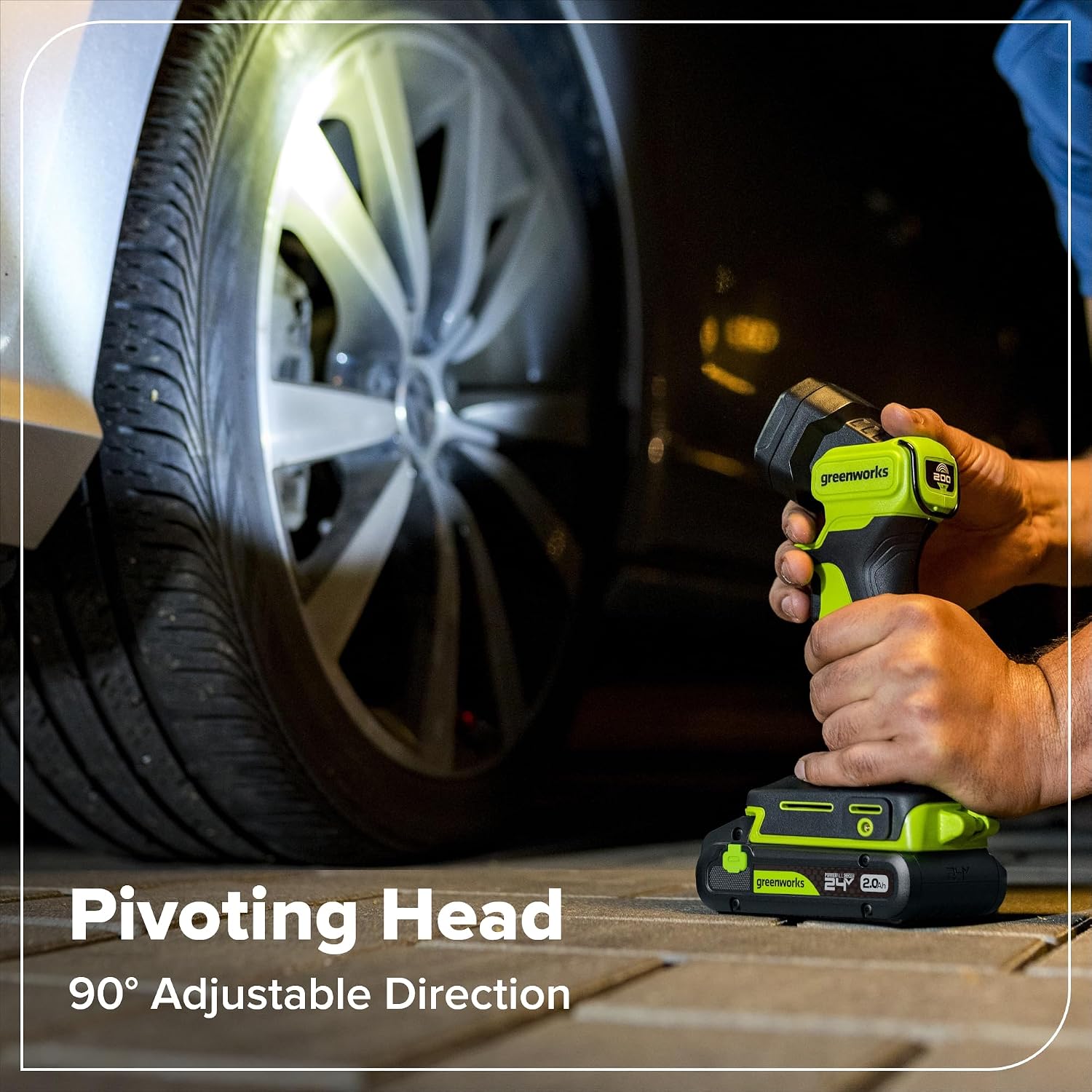 GREENWORKS 24V Combo (1/2' Drill + 1/4' Impact Driver + 6.5' Circular Saw + 200Lm Flashlight), 4.0Ah + 2.0Ah Batteries (24,000mAh PB), (2) Braided Cables, 65W Rapid Charger,High-Efficiency