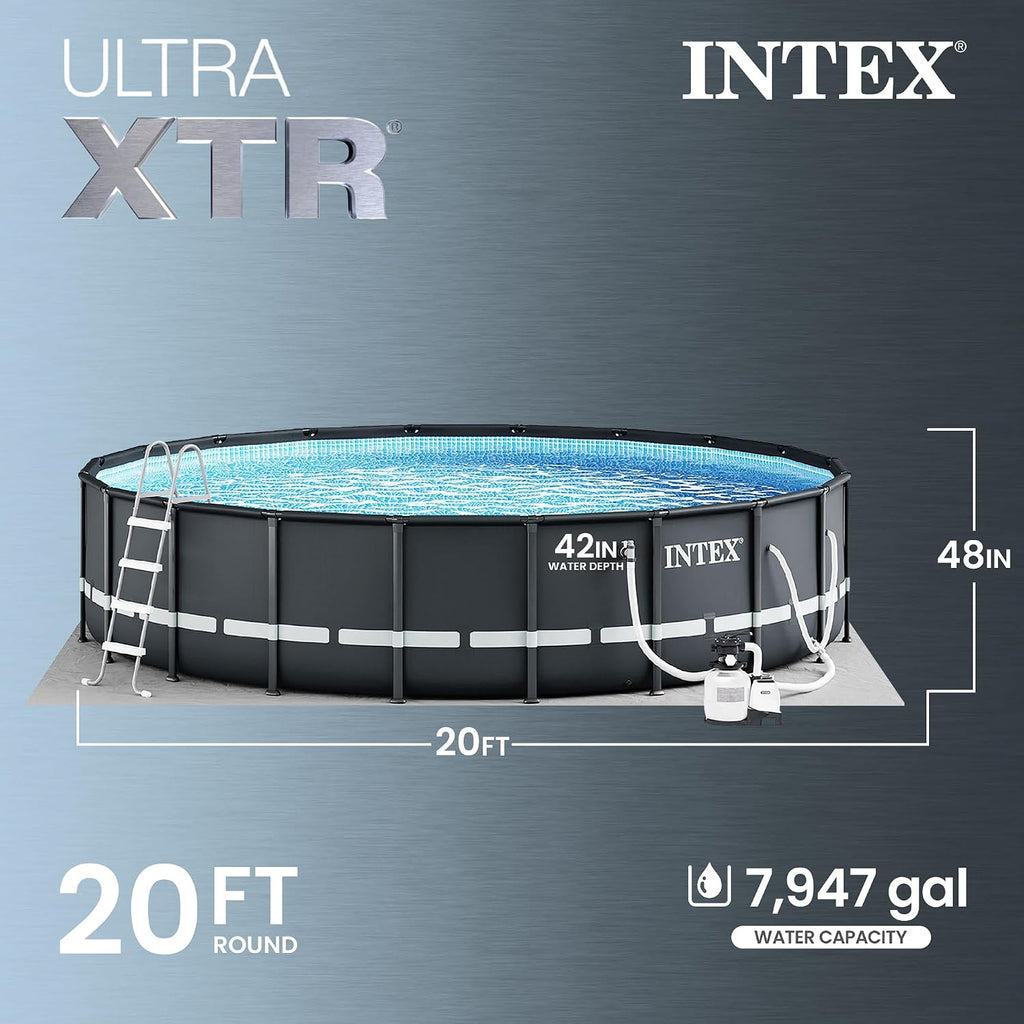 INTEX 26333EH Ultra XTR 20ft x 48in Above Ground Swimming Pool Set with Sand Filter Pump and Deluxe Automatic Vacuum Cleaner