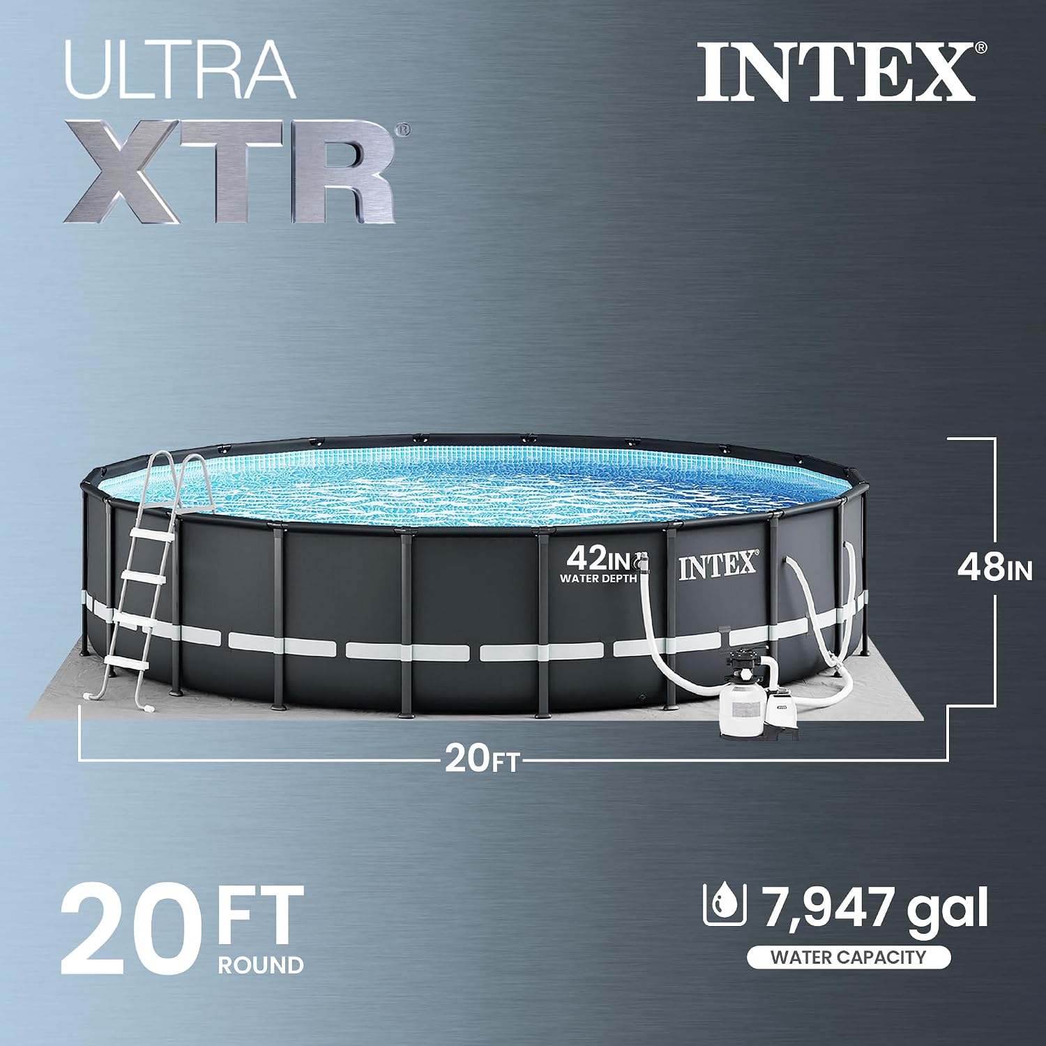 INTEX 26333EH Ultra XTR 20ft x 48in Above Ground Swimming Pool Set with Sand Filter Pump and Deluxe Automatic Vacuum Cleaner