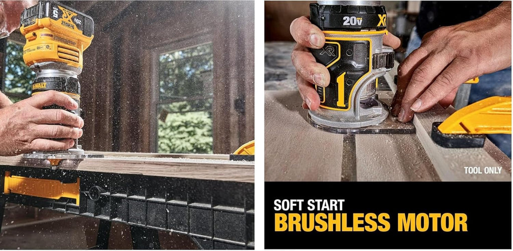 DEWALT DCW600B 20V MAX XR CMPCT Metal Fixed Base Router