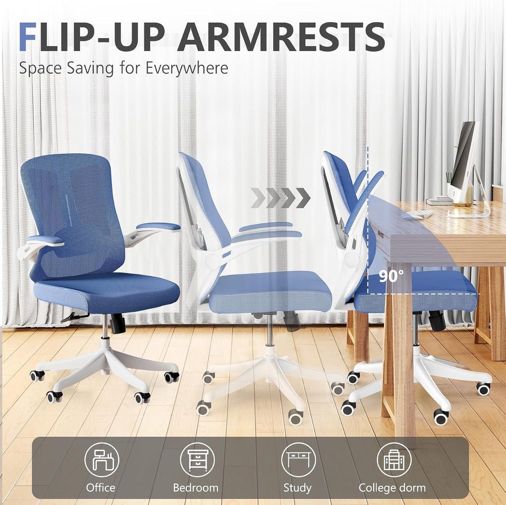 balmstar Ergonomic Office Chair Desk Chair - Mesh Computer Chair with 360° Swivel Wheels, Adjustable 90-130° Recline & Lumbar Support for Home Office, Supports up to 300lbs (01Blue)