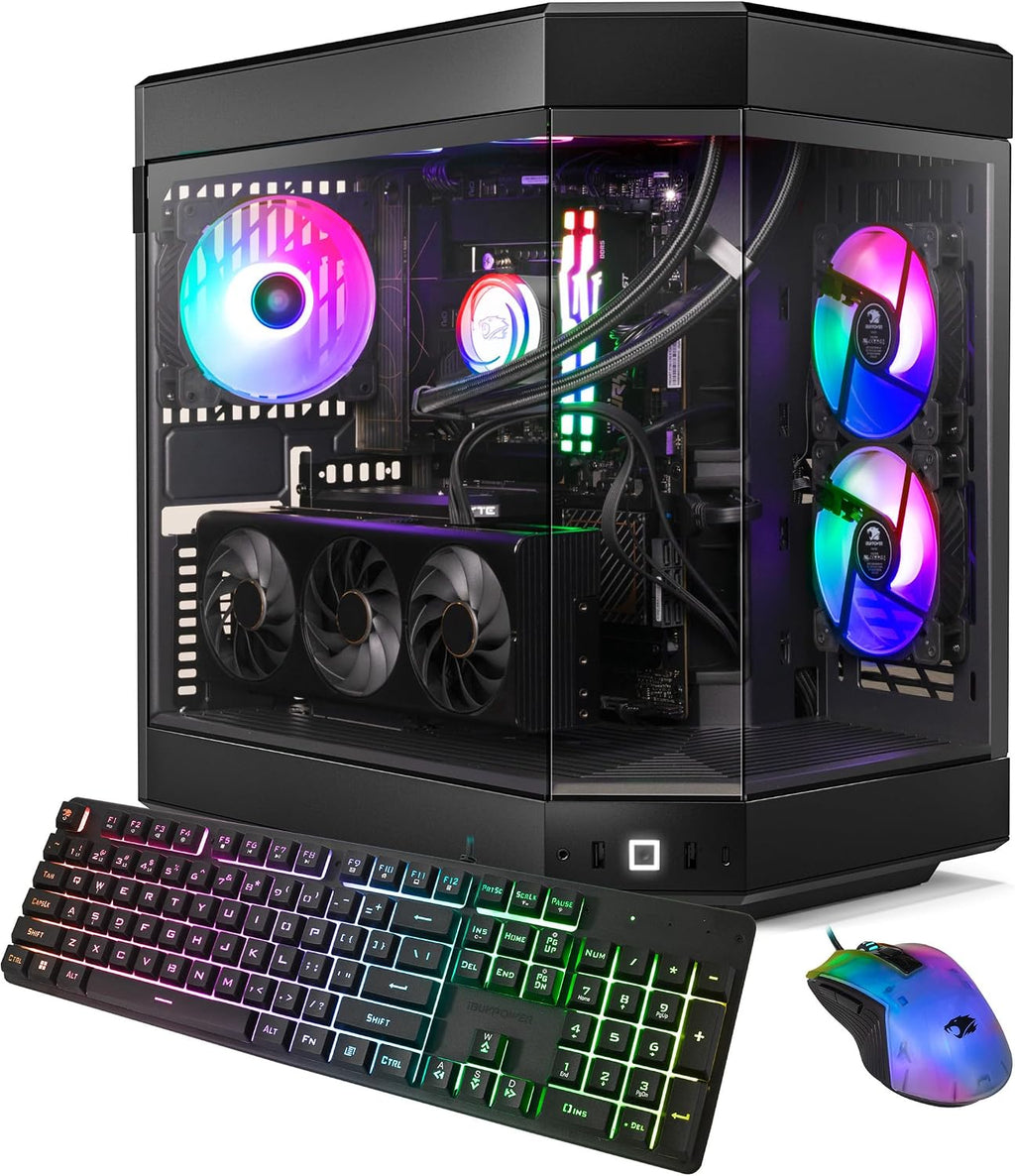 iBUYPOWER Y60 Black Gaming PC Desktop Computer Intel Core i9 14900F CPU, NVIDIA GeForce RTX 4060Ti 8GB GPU, 32GB DDR5 RGB 5200MHz RAM, 1TB SSD, Windows 11 Home,Gamer Keyboard and Mouse-Y60BI9N46T04
