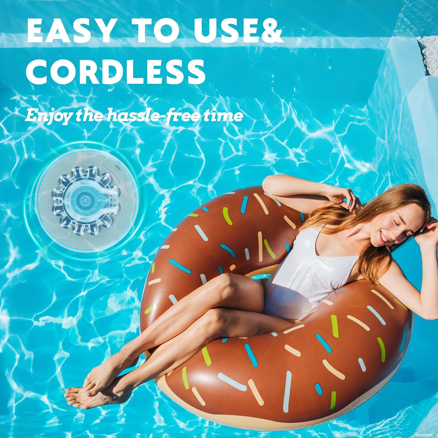 Cordless Pool Vacuum for Above Ground Pool, Robotic Pool Cleaner with Strong Suction, Auto Return with Smart Sensor, Dual Filters, Self Parking Technology US Patent Pool Stomach 60