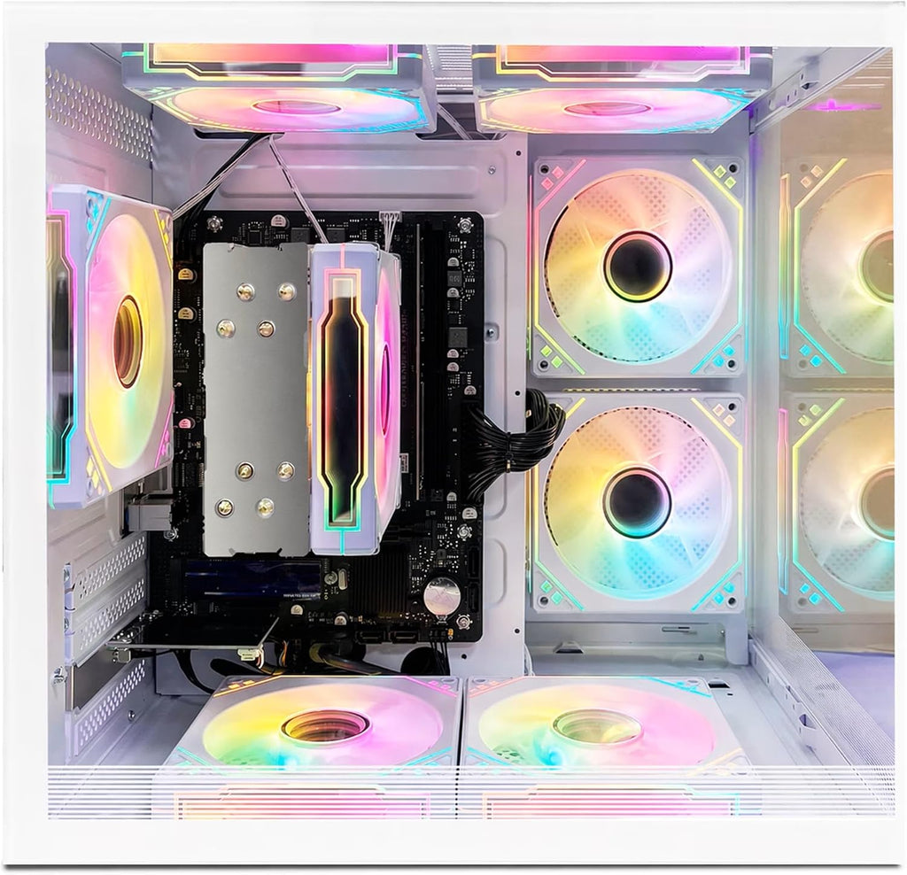 Suevery Gaming Desktop Computer 16G Memory 1TB SSD AMD Ryzen7 5700G (8Core CPU Integration Radeon Vega Graphics) Wi-Fi Prebuilt Gamer Pc White (1000GB)