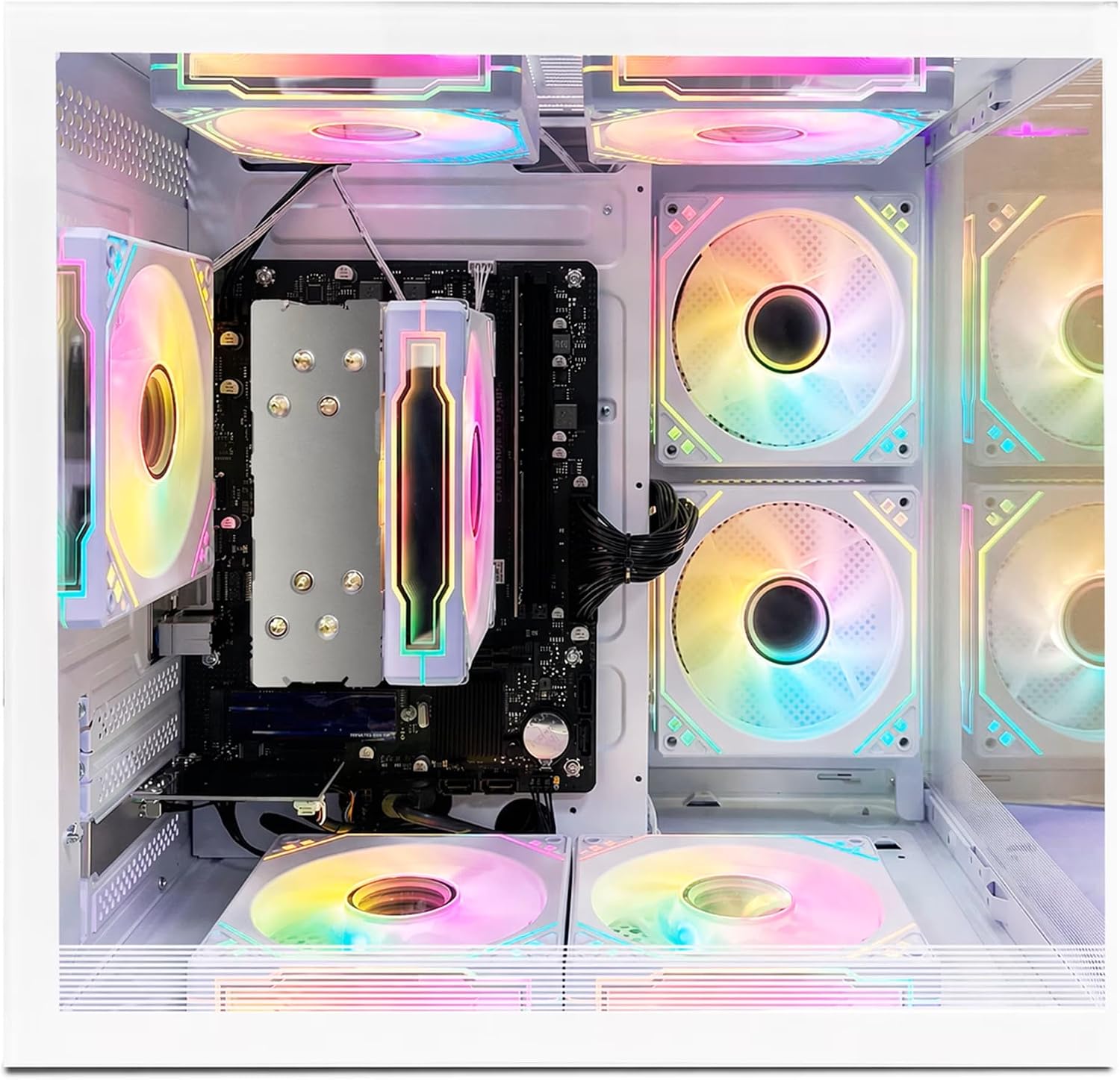 Suevery Gaming Desktop Computer 16G Memory 1TB SSD AMD Ryzen7 5700G (8Core CPU Integration Radeon Vega Graphics) Wi-Fi Prebuilt Gamer Pc White (1000GB)