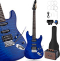 Leo Jaymz 39' Full Size ST Style Electric Guitar Starter Kit with SSH Pickup, 5W Portable Amp, Tuner, Gig Bag, Strap & Accessories (Blue Ocean 5W)