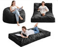 Hobestluk Giant Bean Bag Chair Bed for Adults, Large Bean Bags with High-Density Foam Filling, Convertible Big Sofa Bed Couch for Living Room, Bedroom, Playroom (Black, Twin)