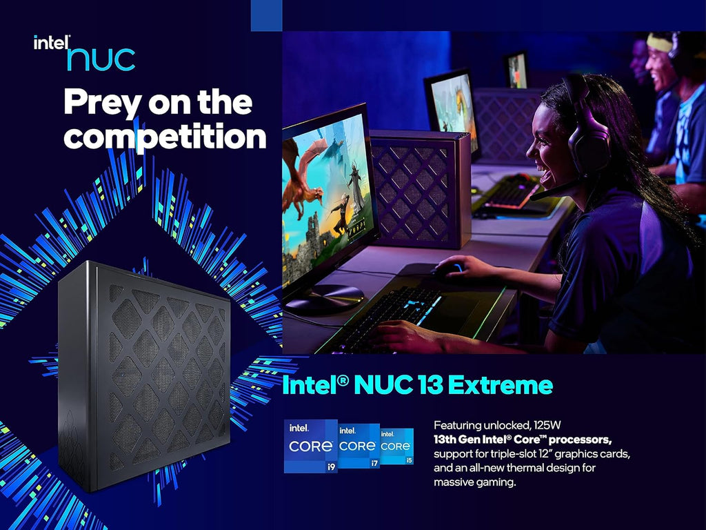 Intel NUC 13 Extreme Compute Kit NUC13RNGi5 Gaming Mini PC Gamer Computer Desktop, 13th Gen Core i5-13600K,up to 5.1 GHz,14 cores,20 Threads, WiFi 6e, Bluetooth 5.2, BROAG HDMI Cable(64GB RAM,2T SSD)