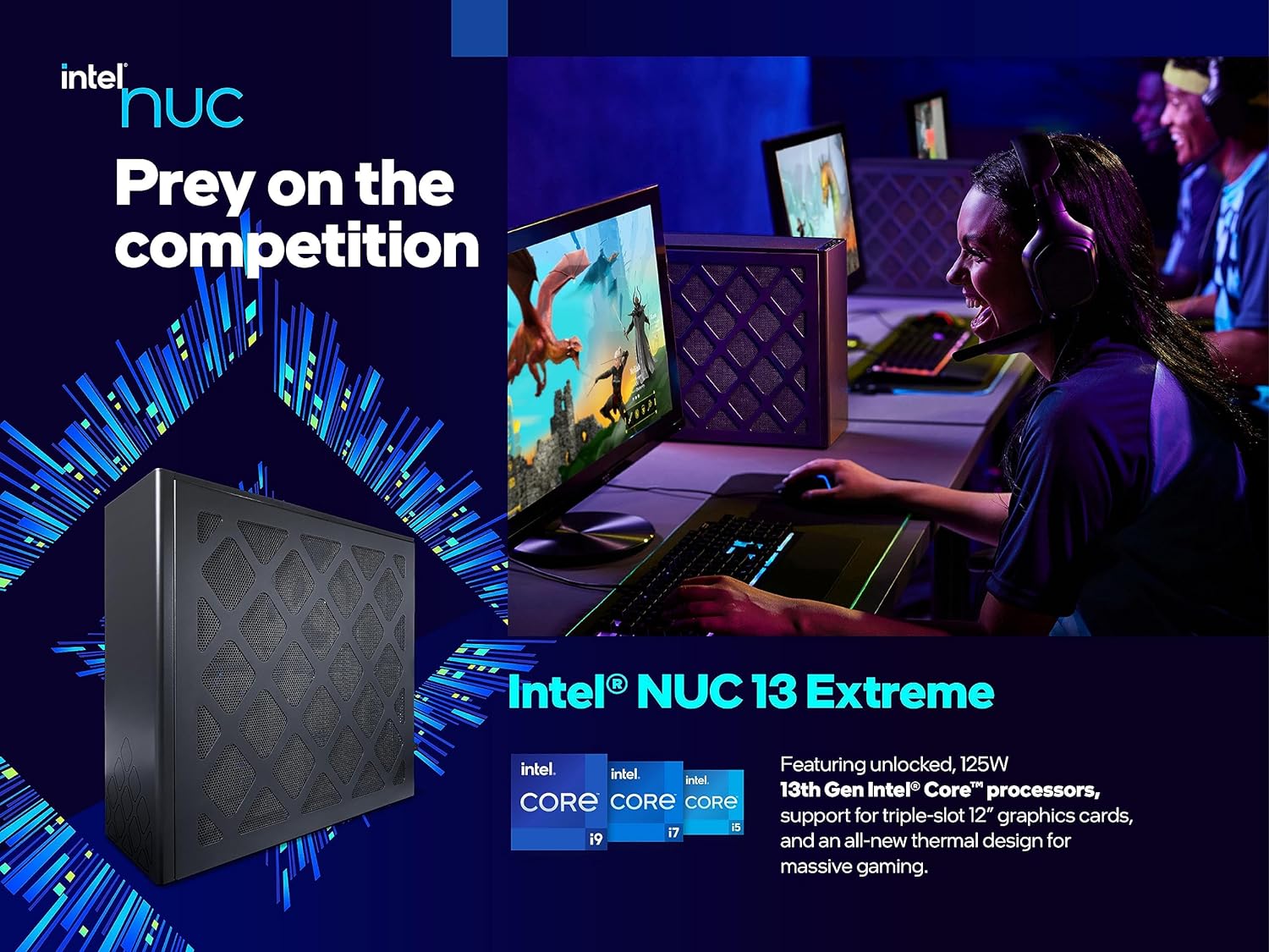 Intel NUC 13 Extreme Compute Kit NUC13RNGi5 Mini Gaming PC Gamer Desktop Computer, 13th Gen Core i5-13600K,up to 5.1 GHz,14 cores,20 Threads, WiFi 6e, Bluetooth 5.2, BROAG HDMI Cable(32GB RAM,2TB SSD)