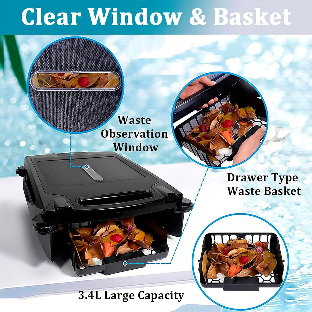 Pool Surface Cleaning Robots, Solar Automatic Robot Pool Skimmer, Intelligent Steering Function, Dual Charging (Solar/Adapter), Easy to Clean Skimmer Basket