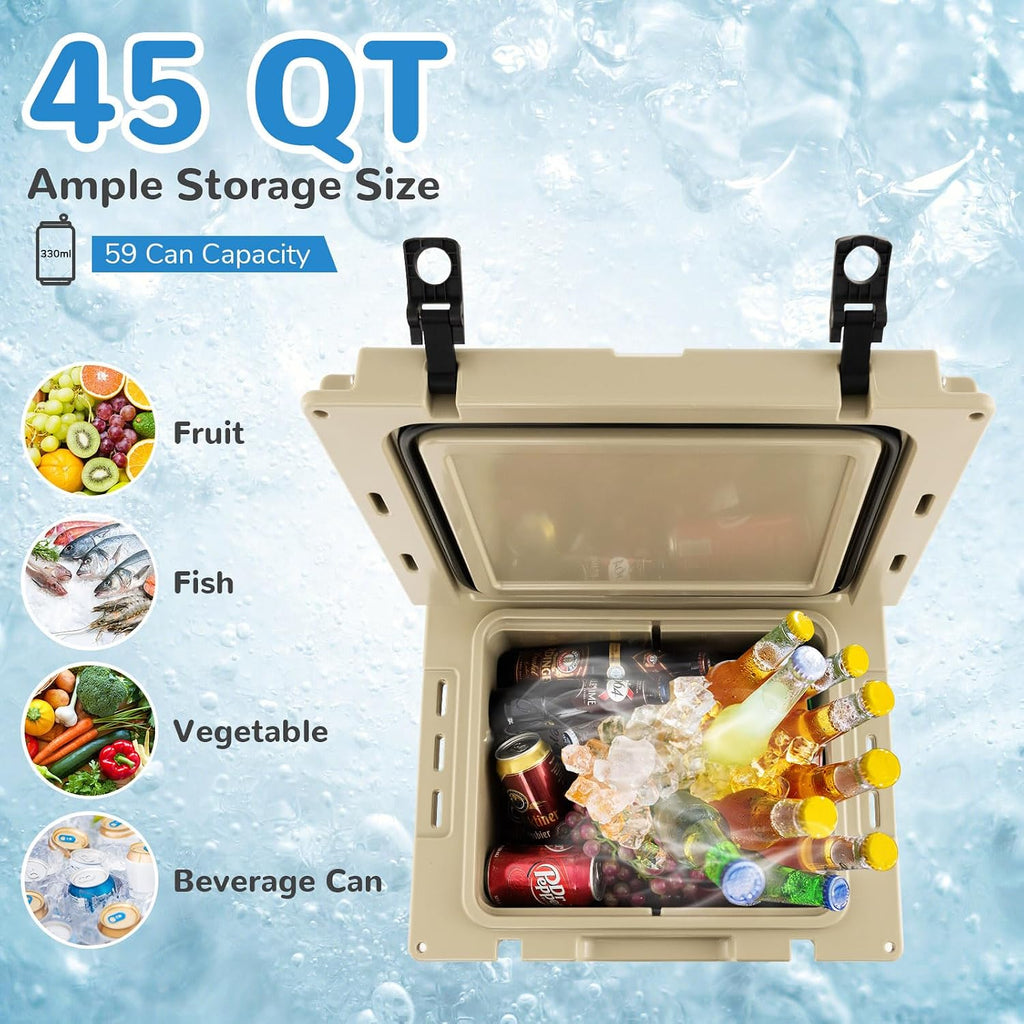 Goplus Cooler with Wheels, Insulated Large Ice Chest with Portable Handles, Cup Holders, Leak-Proof Tight Latches, 5-7-day Ice Retention, Heavy Duty Hard Coolers for Beach Camping Boat