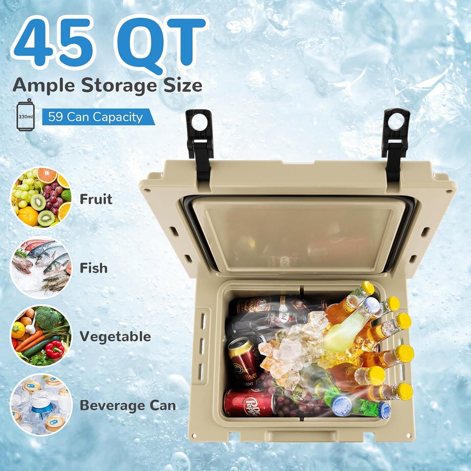 Goplus Cooler with Wheels, Insulated Large Ice Chest with Portable Handles, Cup Holders, Leak-Proof Tight Latches, 5-7-day Ice Retention, Heavy Duty Hard Coolers for Beach Camping Boat