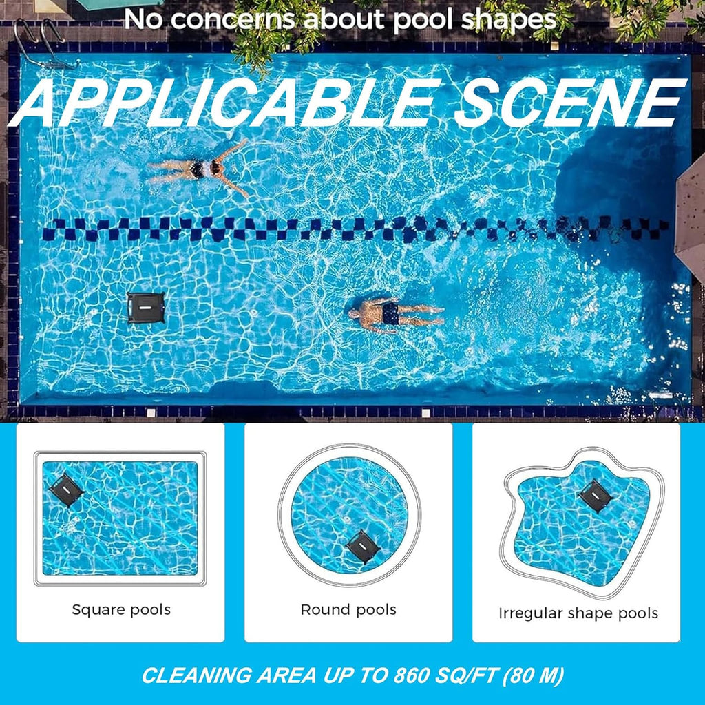 Outdoor Pool Cleaning Robot,Solar Automatic Pool Skimmer,Automatically Clean When Full Power,for Any Shape Pool Cleaning