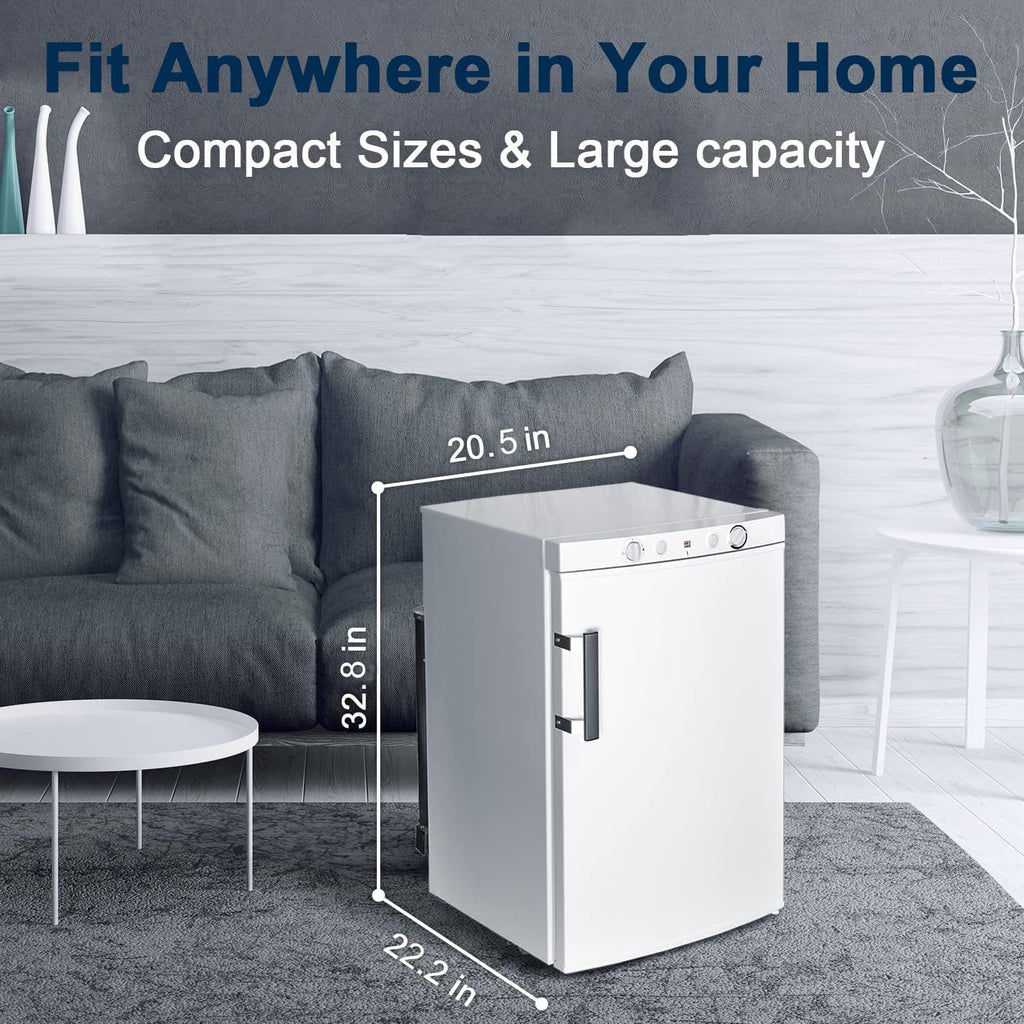 Smad 3.5 Cu.ft. Propane Refrigerator 3 Way Gas/110V/12V Refrigerator with Freezer for RV Camper with Electric/Gas Thermostat and Flame Indicator, White