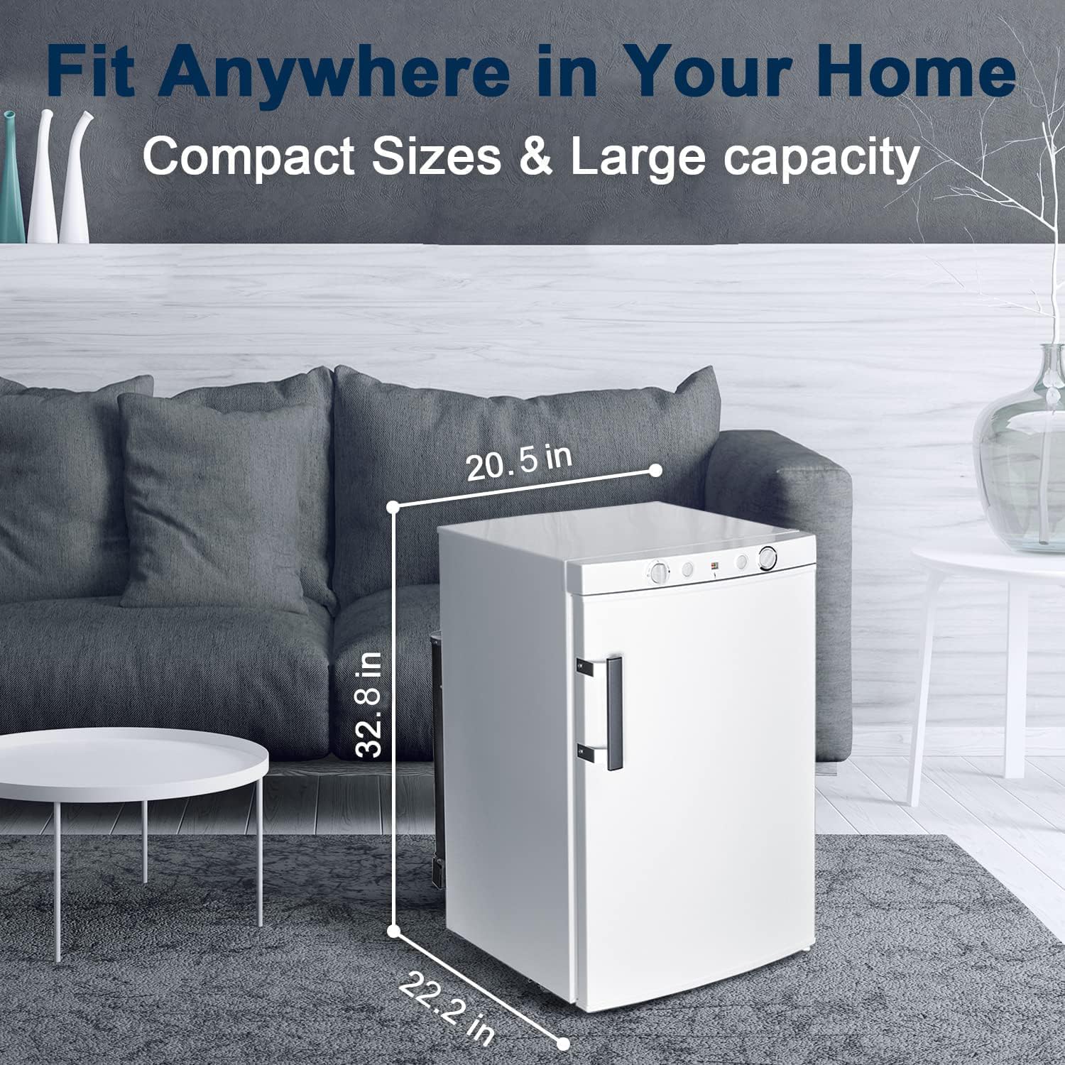 Smad 3.5 Cu.ft. Propane Refrigerator 3 Way Gas/110V/12V Refrigerator with Freezer for RV Camper with Electric/Gas Thermostat and Flame Indicator, White