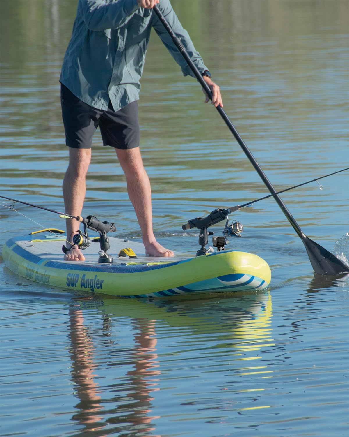 SUP Angler X-Wide Inflatable Fishing Paddle Board with Seat, Choose Accessories Package, Adjustable Fishing Rod Holders, Accessory Ports, Dual Paddle, Quad Bungees, 10'8' X 35'