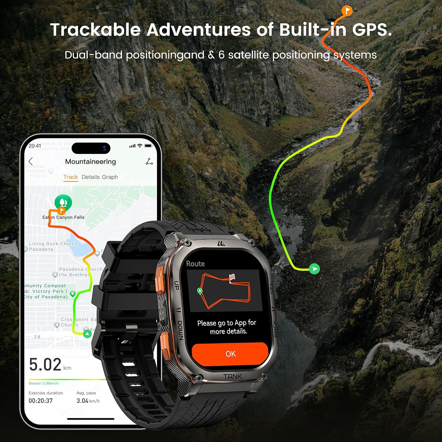 KOSPET Tank M3 Ultra Smart Watch with GPS, 50M Waterproof, Compass, Altitude, Air Pressure, 480mAh Extra Large Battery, Full Stainless Steel, Bluetooth Call, AMOLED Always-on Display