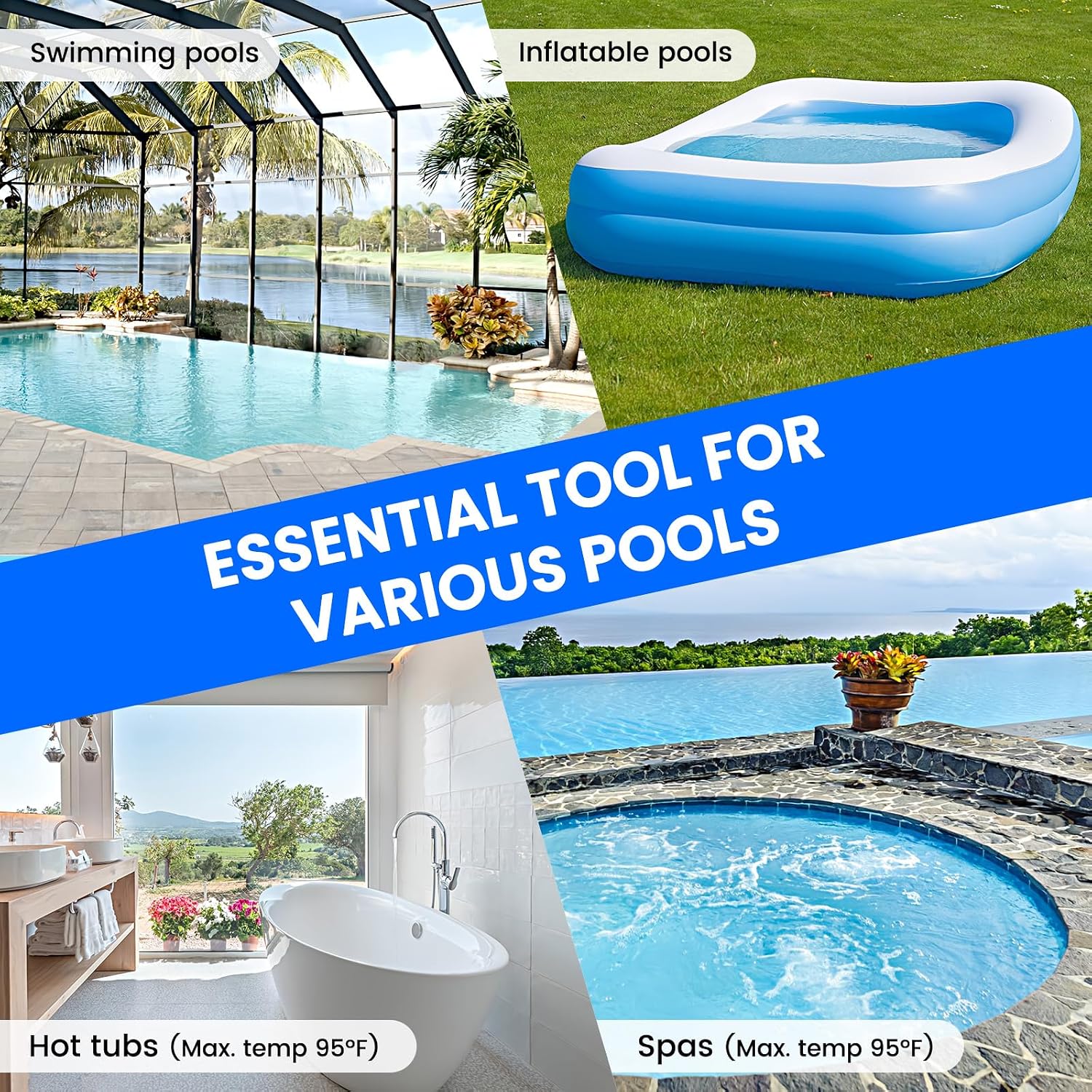 Enhulk Rechargeable Handheld Cordless Pool Vacuum for Above Ground Pool and Inground Pool, 60-Minute Runtime,Powerful Suction up to 18.5 gallons/min, Efficient Leaf and Debris Removal, PC10 Pro