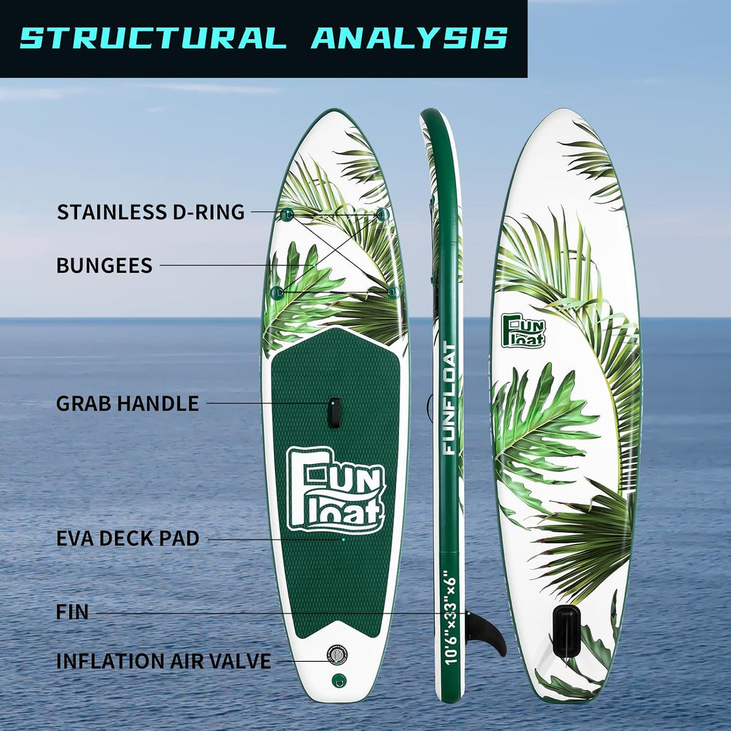 SUP, Paddle Board 11'x33 x6 Wide Inflatable Stand Up Paddle Board with Hand Pump, Leash, Adjustable Paddle for Basic Version, 100L Backpack, All-Round Sup Board