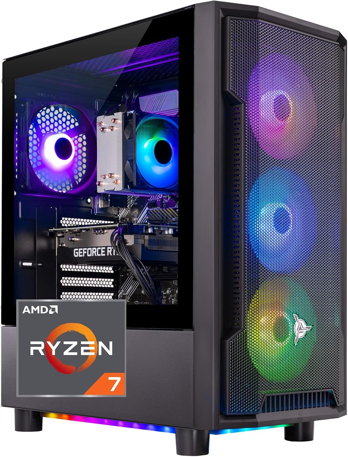 Skytech Shadow Gaming PC Desktop, Ryzen 7 5700 3.7 GHz (4.6GHz Turbo Boost), NVIDIA RTX 4060 8GB GDDR6X, 1TB SSD, 16GB DDR4 RAM 3200, 650W Gold PSU, Wi-Fi, Win 11 Home