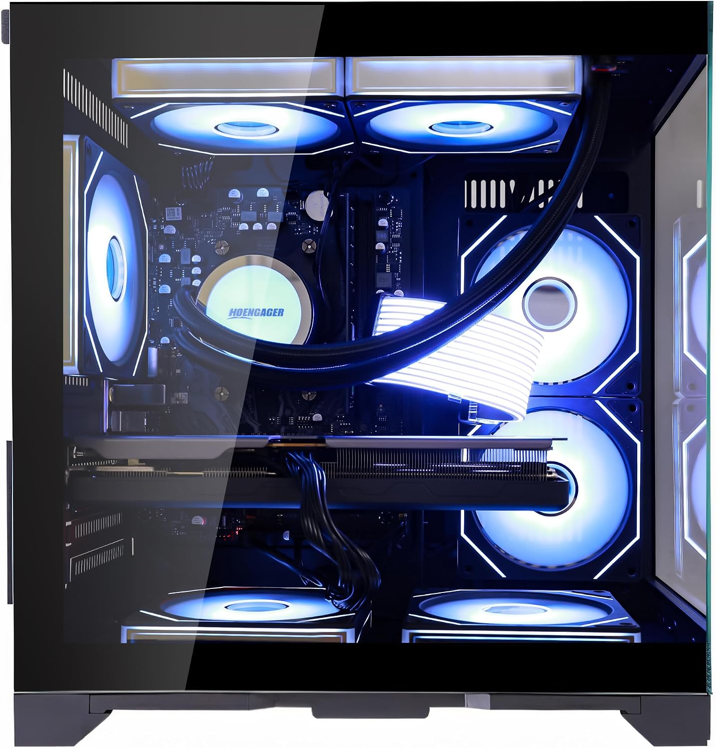 Hoengaegr Panorama Gaming PC - AMD Ryzen 7 5700X 3.4 GHz, Intel Arc B580 12GB, 16GB DDR4 RAM, 1TB PCIe SSD, 11AC WiFi, 650 PSU,Windows 11- Desktop Computer