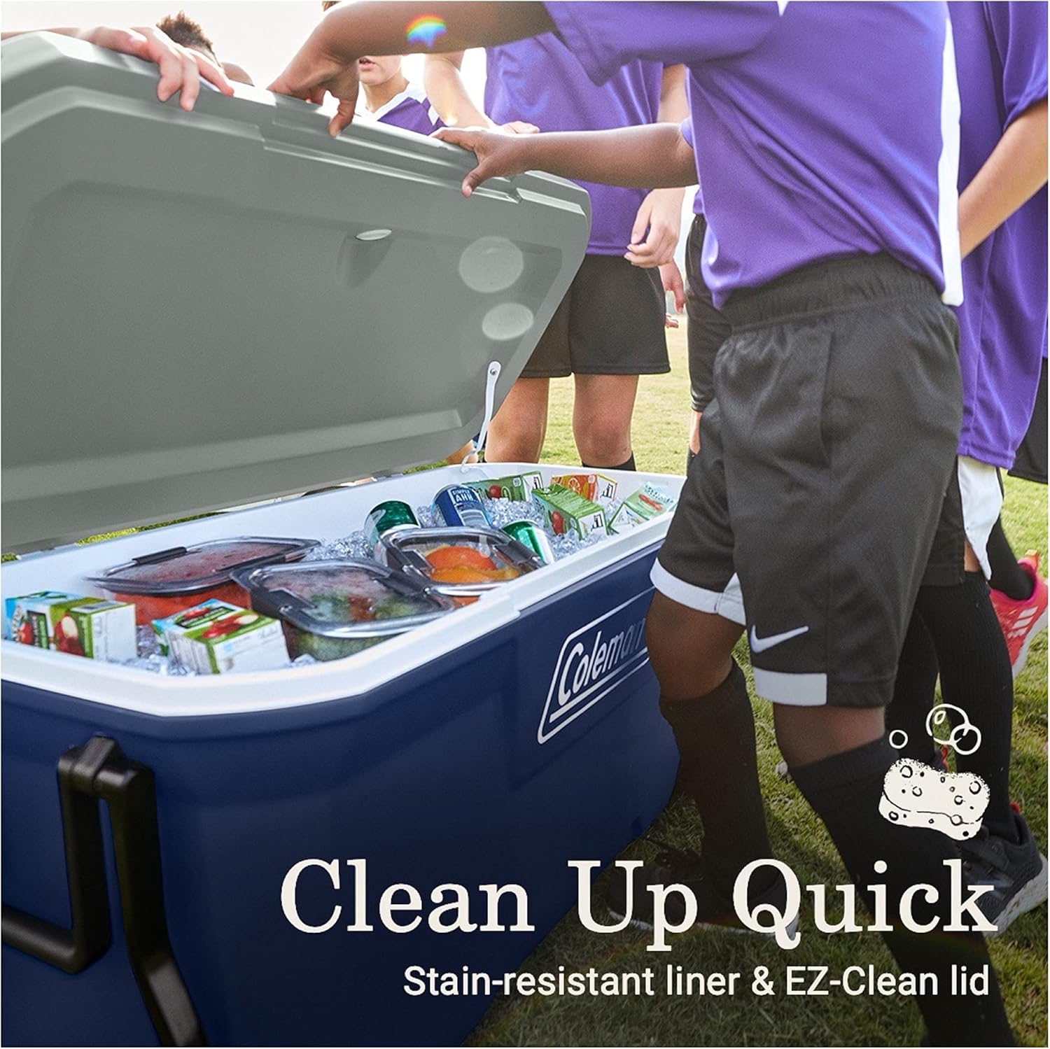 Coleman Classic Series Insulated Portable Rolling Cooler with Wheels, Leak-Resistant Outdoor Hard Cooler Keeps Ice up to 5 Days, 100-Quart
