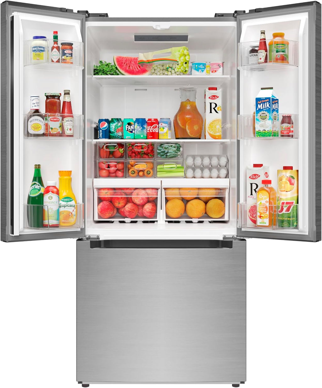 KoolMore 30-Inch and 18.5 cu. ft. Counter Depth French Door Refrigerator with Three Doors and Deep Freezer in Stainless-Steel (KM-RERFDSS-18C)