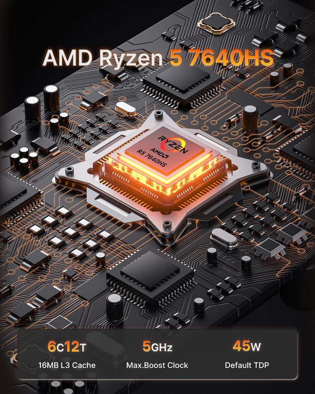 wo-we P8 Mini PC AMD Ryzen 5 7640HS(Upgraded 6600H/6800H,up to 5.0GHz) 32GB DDR5 1TB PCIe4.0 Mini Desktop Computer, USB4 8K,Triple Display, Dual 2.5G LAN WIFI6E/BT5.2/HDMI/DP/AMD Radeon 760M Gaming PC