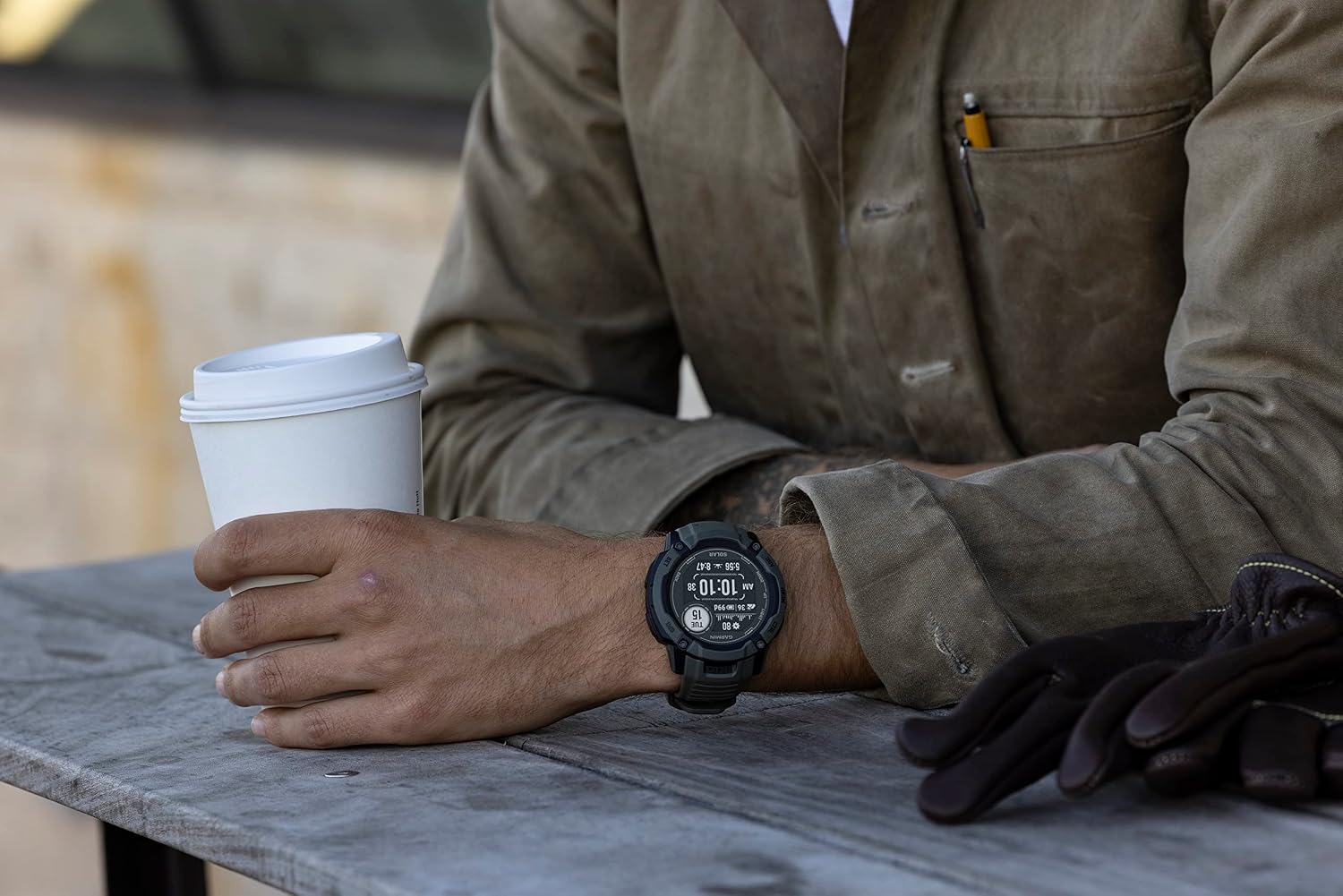 Garmin Instinct 2X Solar, Rugged GPS Smartwatch, Built-in Flashlight, Solar Charging Capability, Multi-Band GNSS, Whitestone