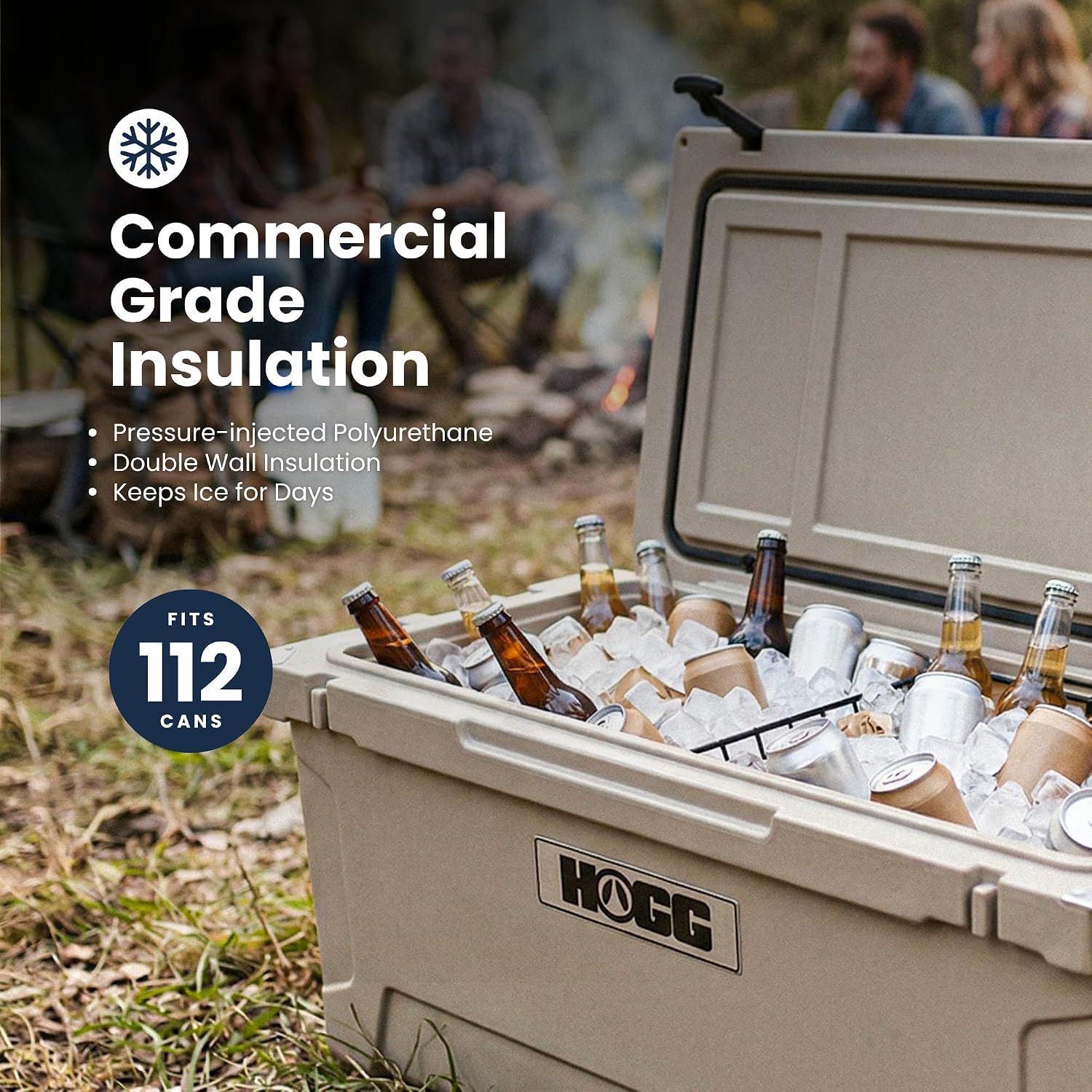 Ice Cooler with Wheels and Handle, Wheeled Cooler, Insulated Ice Chest with Wheels and Handle for Fishing and Camping with Dry Storage, Bottle Openers, and Cupholders