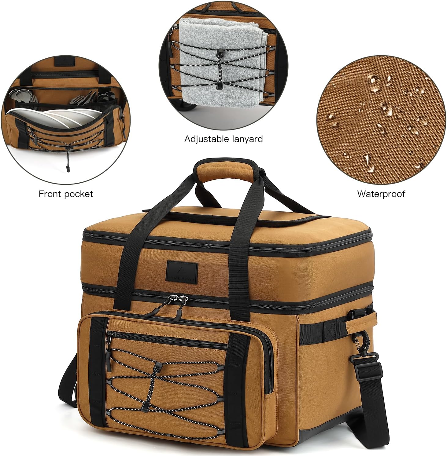 Extra Large Wheeled Portable Cooler Bag 85 Cans Double Deck Heavy Duty Rolling Insulated Cooler with All-Terrain Wheels Leakproof Tactical Soft Sided Cooler for Beach Camping Picnic Travel