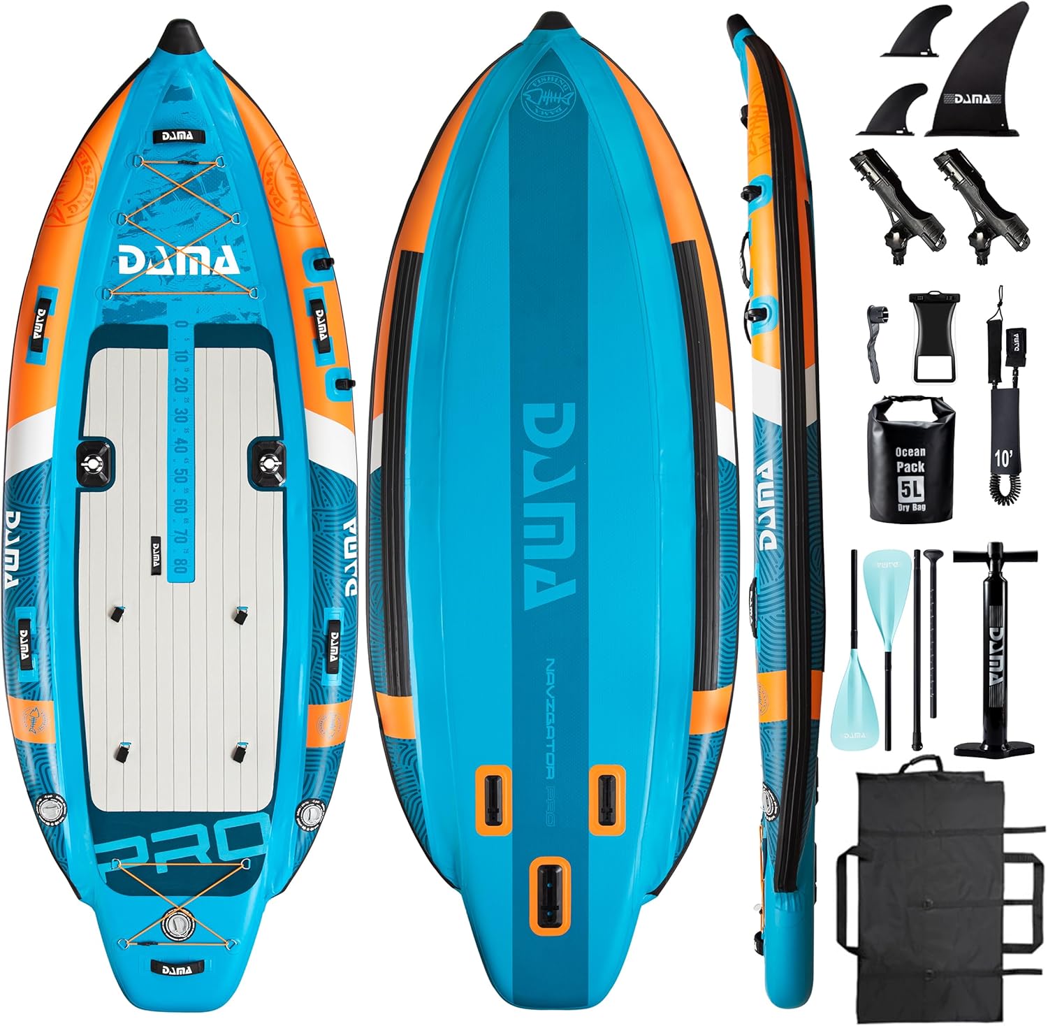 DAMA Triple Chamber SUP Inflatable Stand Up Paddle Board 10'8'*47', Extra Wide Paddle Boards for Adults, Fishing Paddle Board with 3 Removable Fins, 2 Fishing Rod Holders, Kayak Paddle,Portable Bag