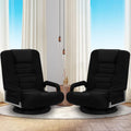 Swivel Gaming Chair Multipurpose 2PACK Floor Gaming Chair for Playing Video Games, TV, Reading w/Armrest Lumbar Support & 6 Adjustable Postion Backrest for Adults, Black